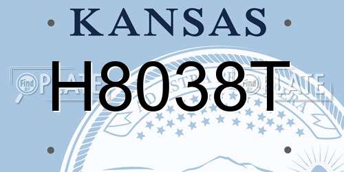 H8038T Kansas License Plate