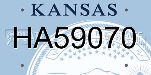 HA59070 Kansas License Plate