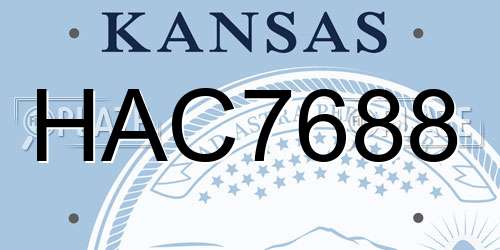 HAC7688 Kansas License Plate