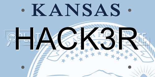 HACK3R Kansas License Plate