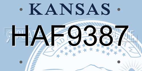 HAF9387 Kansas License Plate