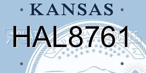 HAL8761 Kansas License Plate