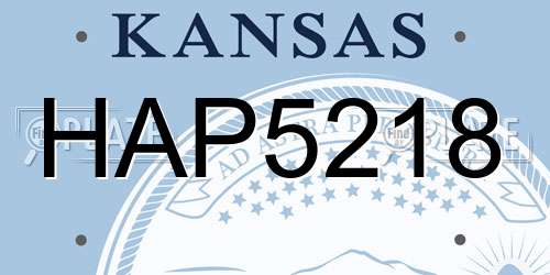HAP5218 Kansas License Plate