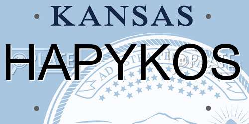 HAPYKOS Kansas License Plate