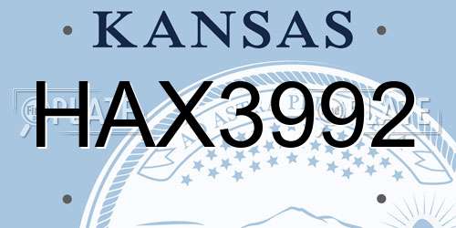 HAX3992 Kansas License Plate