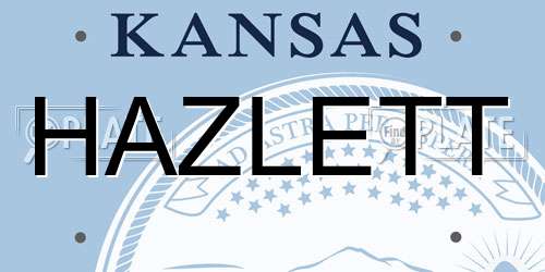 HAZLETT Kansas License Plate