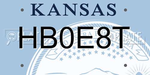 HB0E8T Kansas License Plate