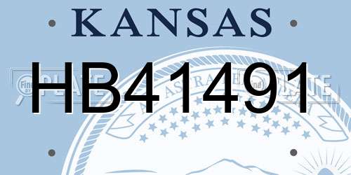 HB41491 Kansas License Plate