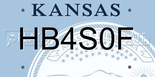 HB4S0F Kansas License Plate