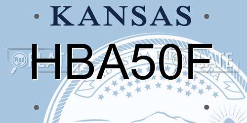 HBA50F Kansas License Plate