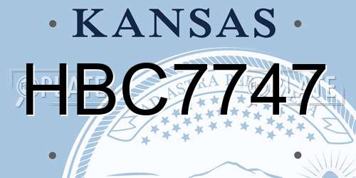 HBC7747 Kansas License Plate