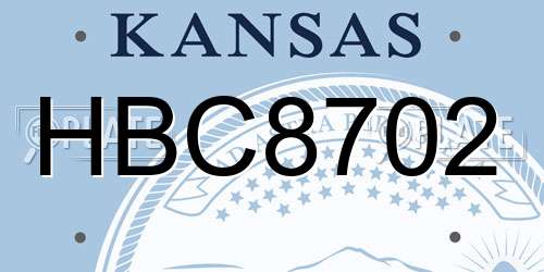 HBC8702 Kansas License Plate