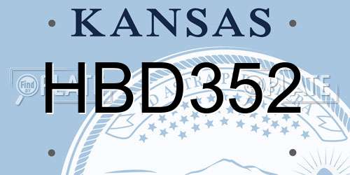 HBD352 Kansas License Plate