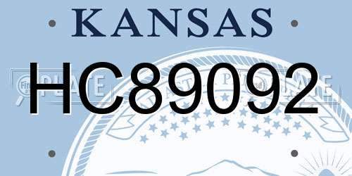 HC89092 Kansas License Plate