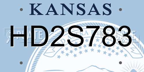 HD2S783 Kansas License Plate