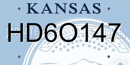 HD6O147 Kansas License Plate