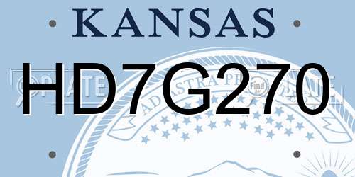 HD7G270 Kansas License Plate