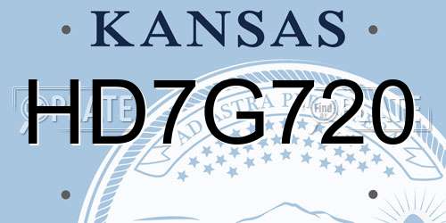 HD7G720 Kansas License Plate
