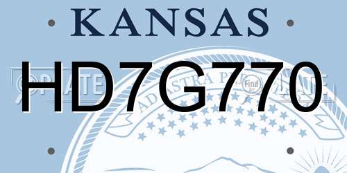 HD7G770 Kansas License Plate