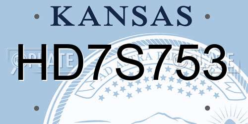 HD7S753 Kansas License Plate