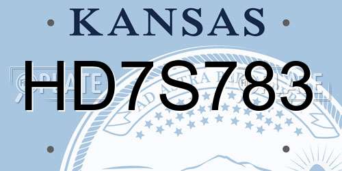 HD7S783 Kansas License Plate