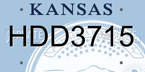 HDD3715 Kansas License Plate