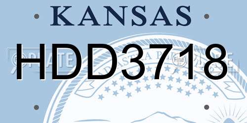HDD3718 Kansas License Plate