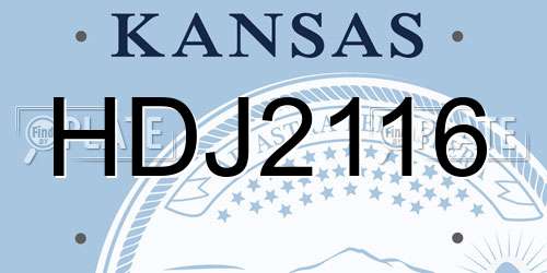 HDJ2116 Kansas License Plate