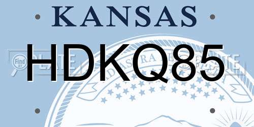 HDKQ85 Kansas License Plate