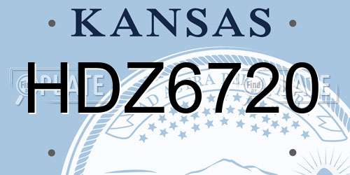 HDZ6720 Kansas License Plate