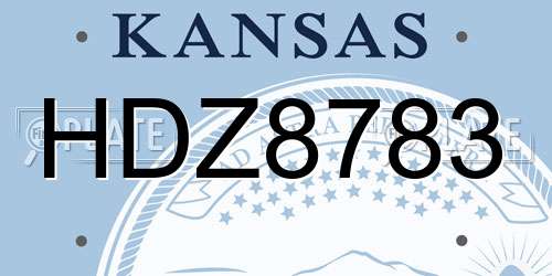 HDZ8783 Kansas License Plate
