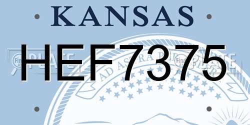 HEF7375 Kansas License Plate