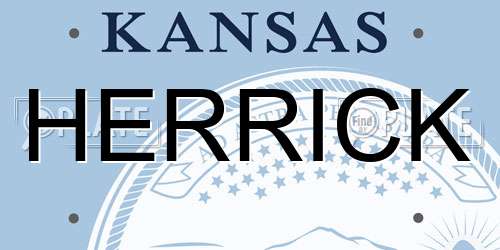 HERRICK Kansas License Plate