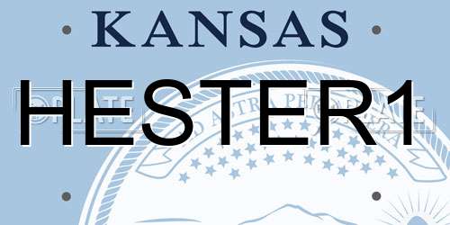 HESTER1 Kansas License Plate