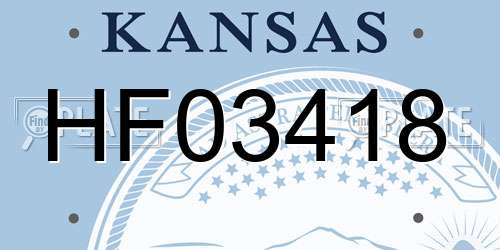 HF03418 Kansas License Plate