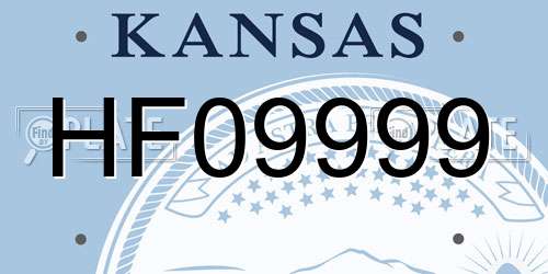 HF09999 Kansas License Plate