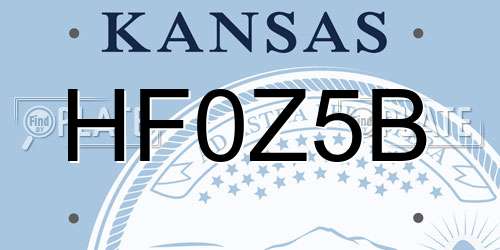 HF0Z5B Kansas License Plate