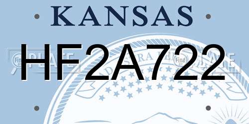 HF2A722 Kansas License Plate