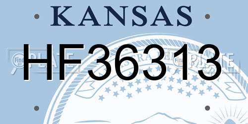 HF36313 Kansas License Plate