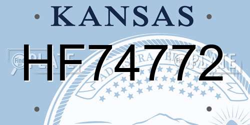 HF74772 Kansas License Plate