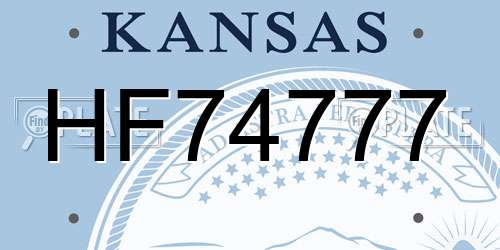 HF74777 Kansas License Plate