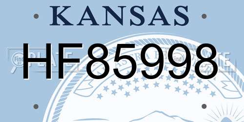 HF85998 Kansas License Plate