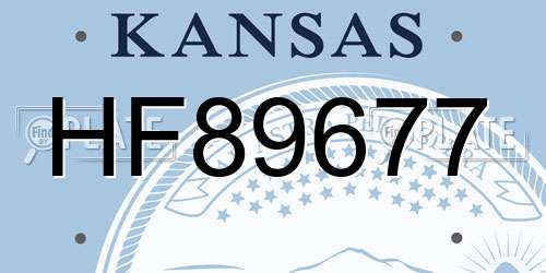 HF89677 Kansas License Plate
