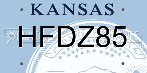 HFDZ85 Kansas License Plate