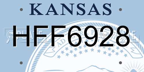 HFF6928 Kansas License Plate