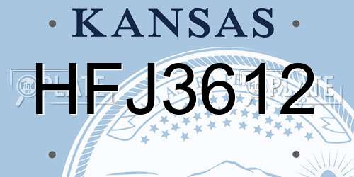 HFJ3612 Kansas License Plate