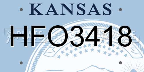 HFO3418 Kansas License Plate