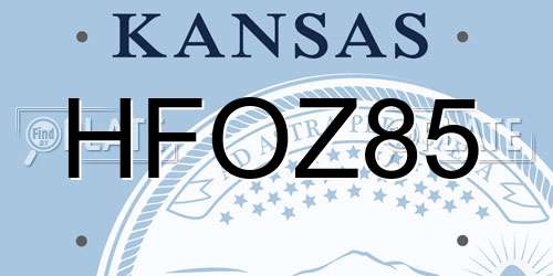HFOZ85 Kansas License Plate
