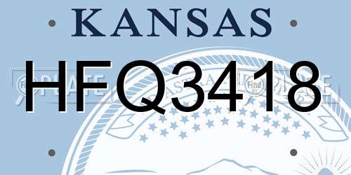 HFQ3418 Kansas License Plate