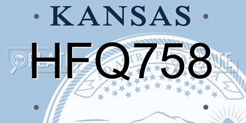 HFQ758 Kansas License Plate